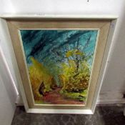 A framed oil on board, 'The Golden Lane reedbeds, Kent' by Franklin white, Dec 19, 1965