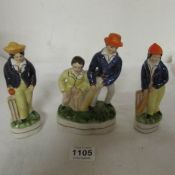 3 Staffordshire cricketing figures (2 heavily crazed)