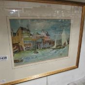 A watercolour entitled 'Prospect of Whitby, Wapping' signed G F M, 1975