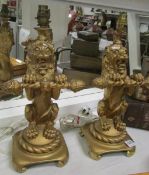 A pair of Lion table lamps