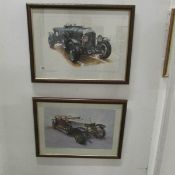 2 prints being a 1914 Rolls Royce Silver Ghost and a 1929 Bentley 4.5 (Le Mons) signed Mike Atkinson