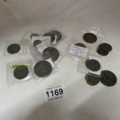 A George III 1807 UF half penny, 9 other George III coins, 2 George II half pennies and 9 other