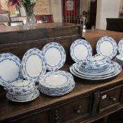 Approximately 30 pieces of Hertfore blue and white dinnerware