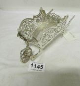 A Hm silver wheelbarrow, dated 1966 by Pinder Brothers, Sheffield, 365gms (12.8oz)