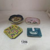 2 Cloissonne and 2 pottery pin trays