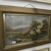 A framed and glazed oil of sheep by river signed W Gray, a/f
A framed and glazed oil of sheep by