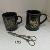 A Masonic tankard, mug and Masonic Mappin & Webb candlesnuffer