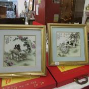 2 cased Chinese paintings on porcelain