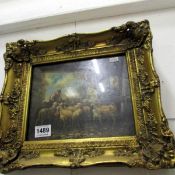 A gilt framed picture of shepherd with sheep