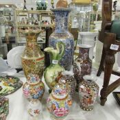 A mixed lot of Oriental vases, ginger jars etc