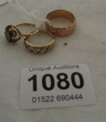 3 9ct gold rings (10gms)