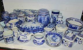 A mixed lot of blue and white china including Rington's