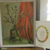 An oil on board still life signed Margaret Brough with limited edition book