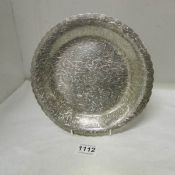 An engraved Indian silver dish(274gms)