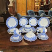 A quantity of blue and white tea ware
