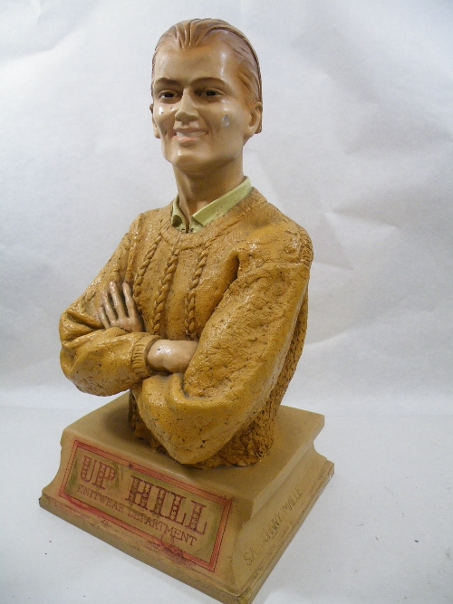 A vintage French advertising shop display model Mannequin of a dashing male wearing an Aran knit