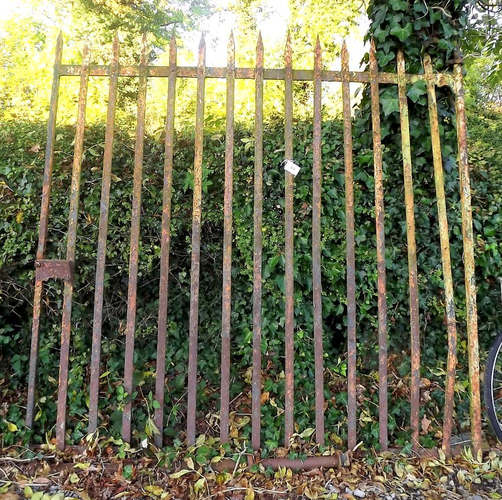 Late 19th. C. single flat iron gate. { 215cm H X 230cm W ].