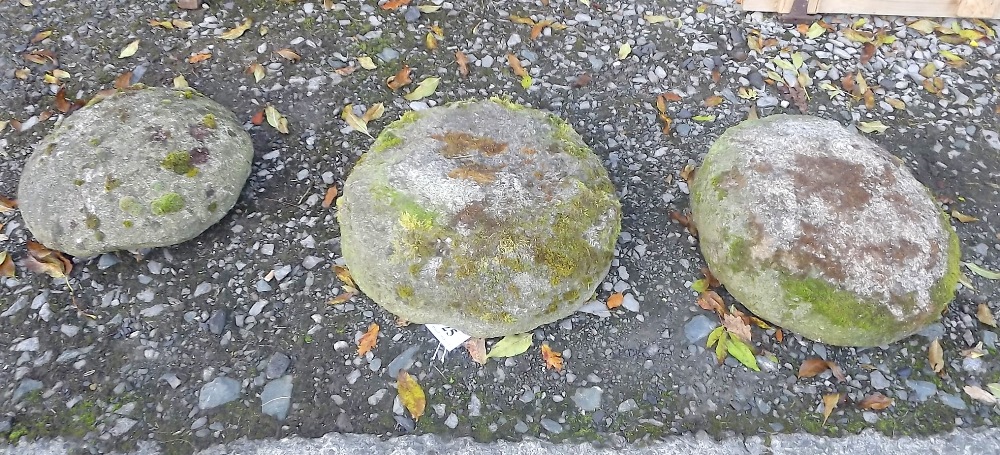 Three 18th. C. granite staddle stones tops.