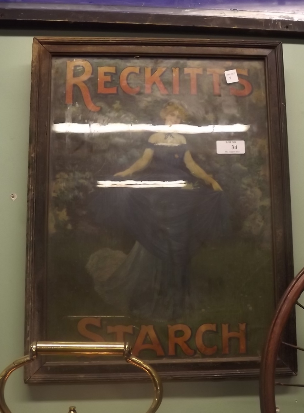 Original RECKITTS STARCH framed cardboard advertisement.