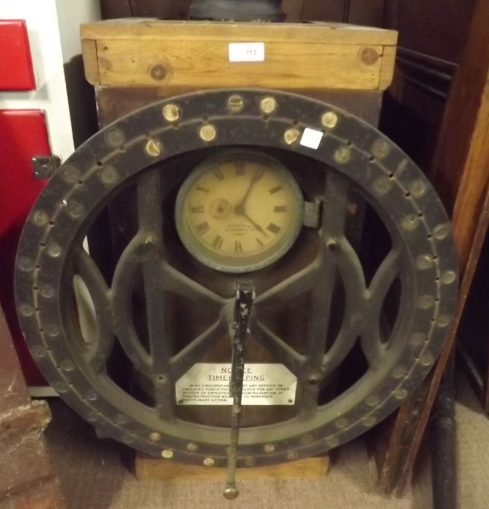 19th. C. clock  - in  - clock  - out clock.