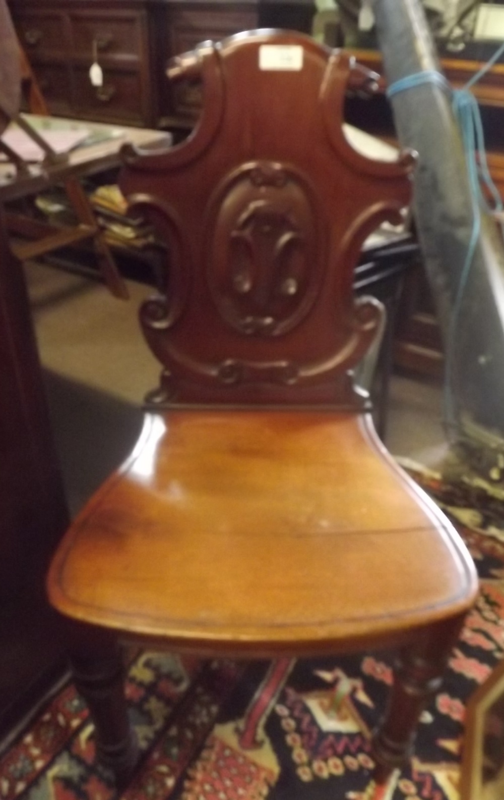 Victorian mahogany hall chair.