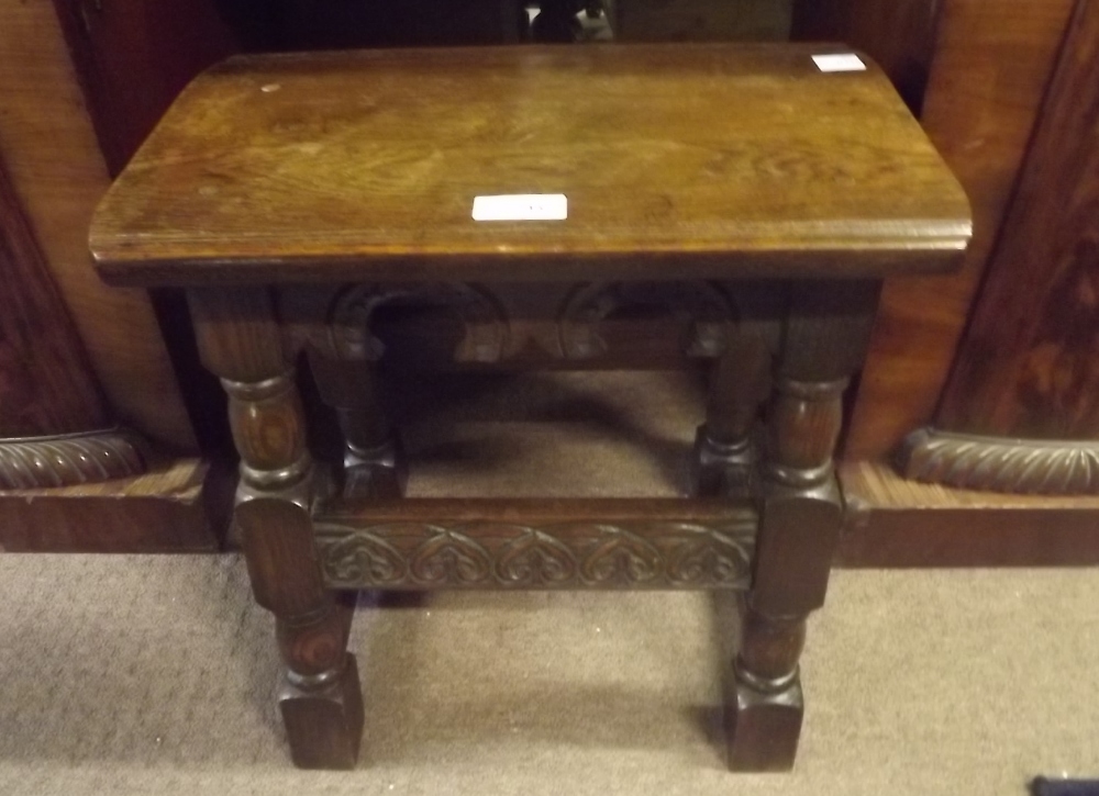 Late 18th. C carved oak joint stool.