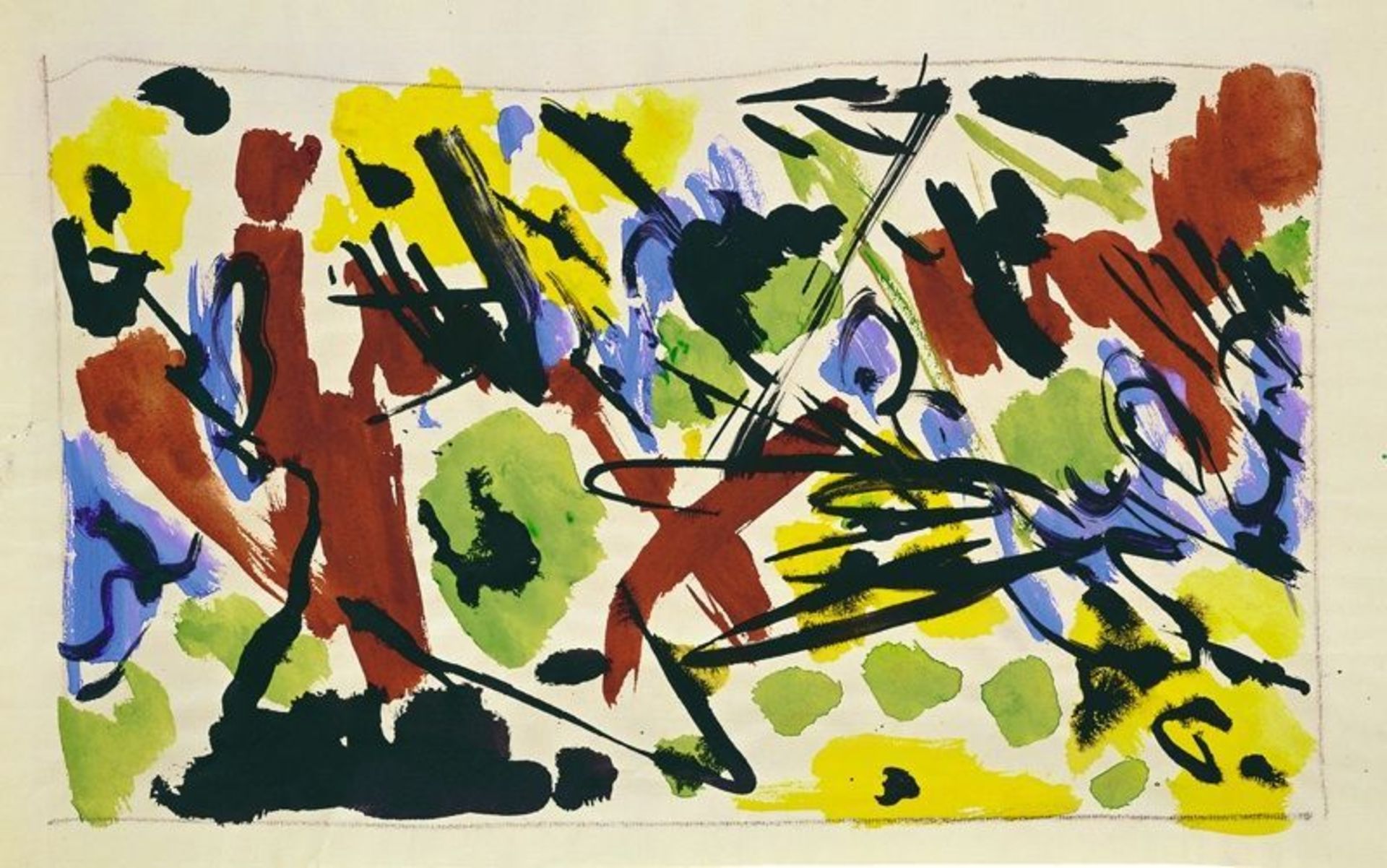 Ernst Wilhelm Nay (Berlin 1902 – 1968 Cologne)  „OHNE TITEL“. 1952  Watercolour, India ink and