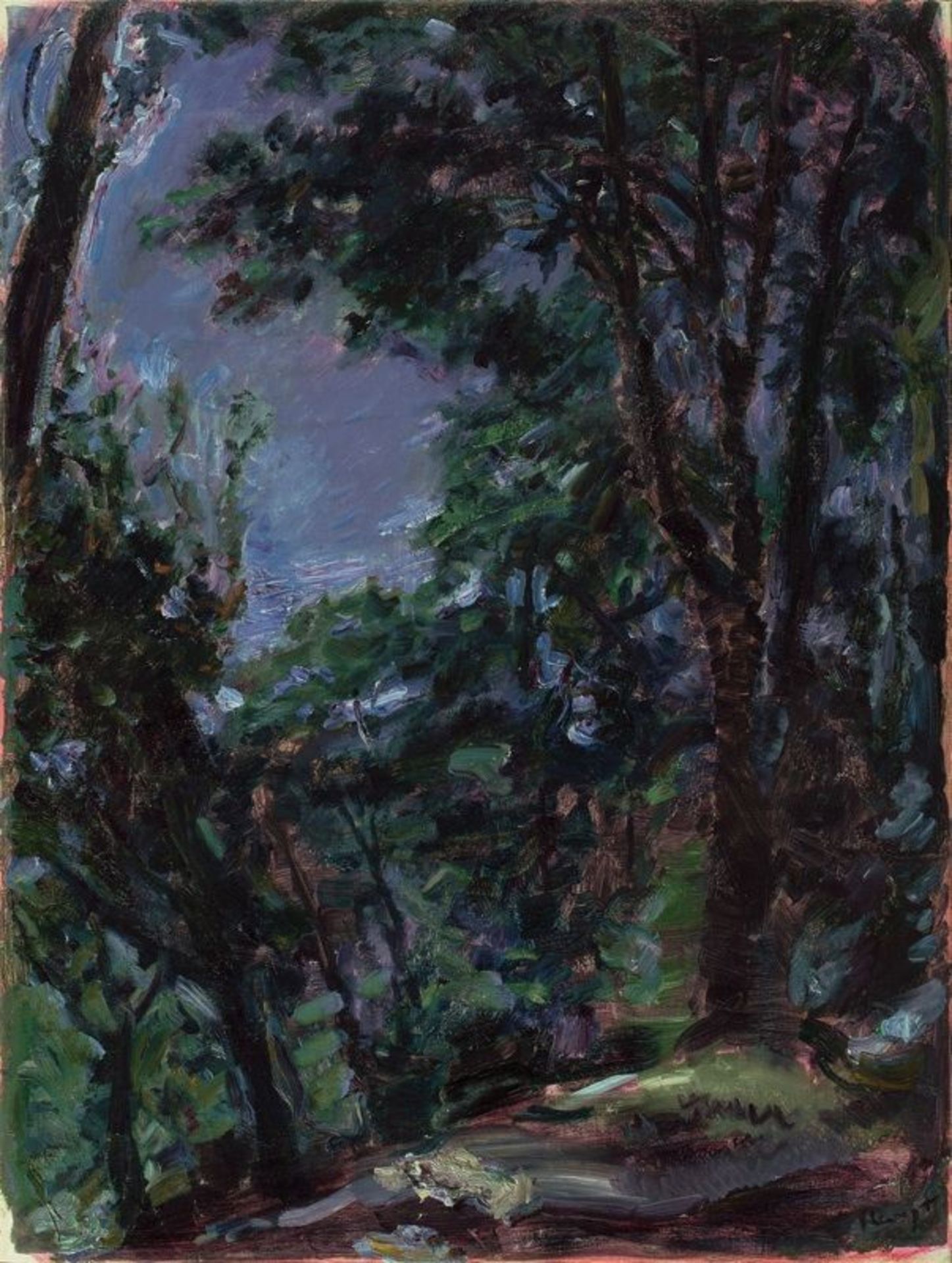 Max Slevogt (Landshut 1868 – 1932 Neukastel/Palatinate)  „NÄCHTLICHER PARK (NEUKASTEL)“. 1917  Oil