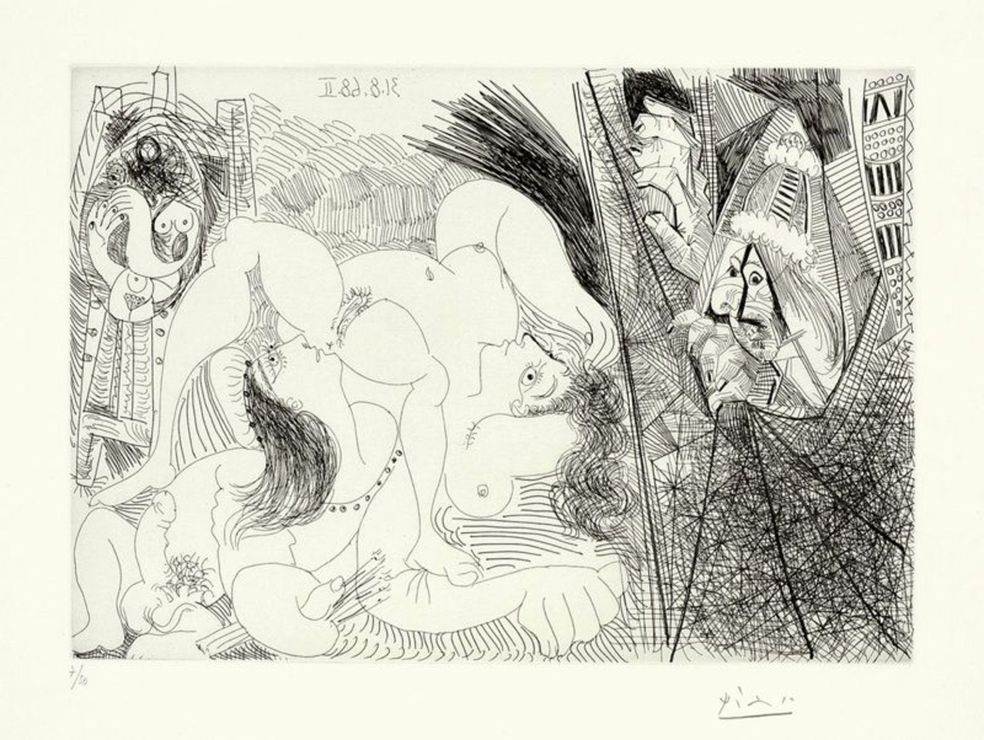 Pablo Picasso (Málaga 1881 – 1973 Mougins)  „RAPHAEL ET LA FORNARINA. IV: AVEC LE PAPE TIRANT LE