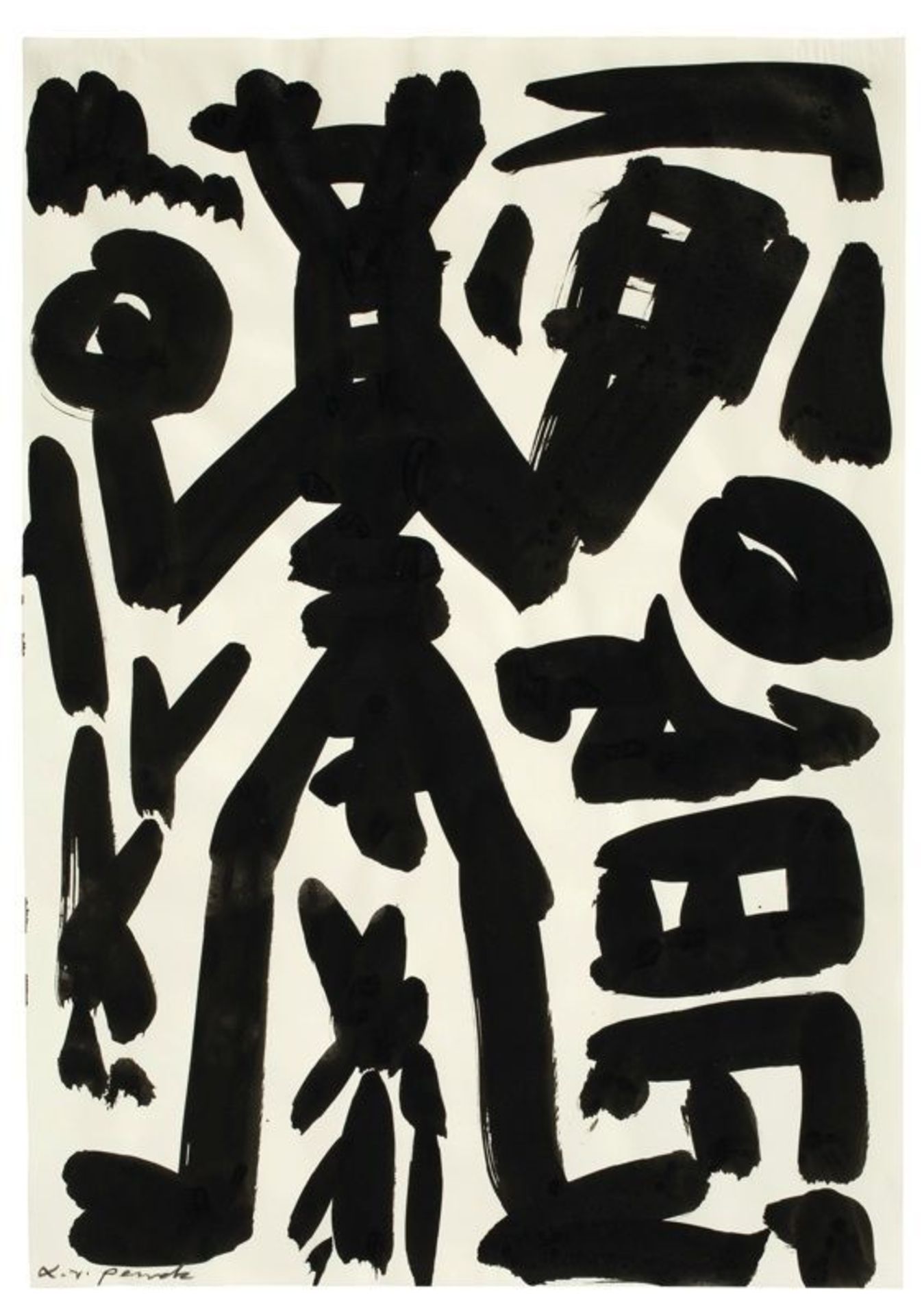 A.R. Penck (Dresden 1939 – lives in Ireland)  UNTITLED. 1980s  Brush and India ink on Zanders paper.