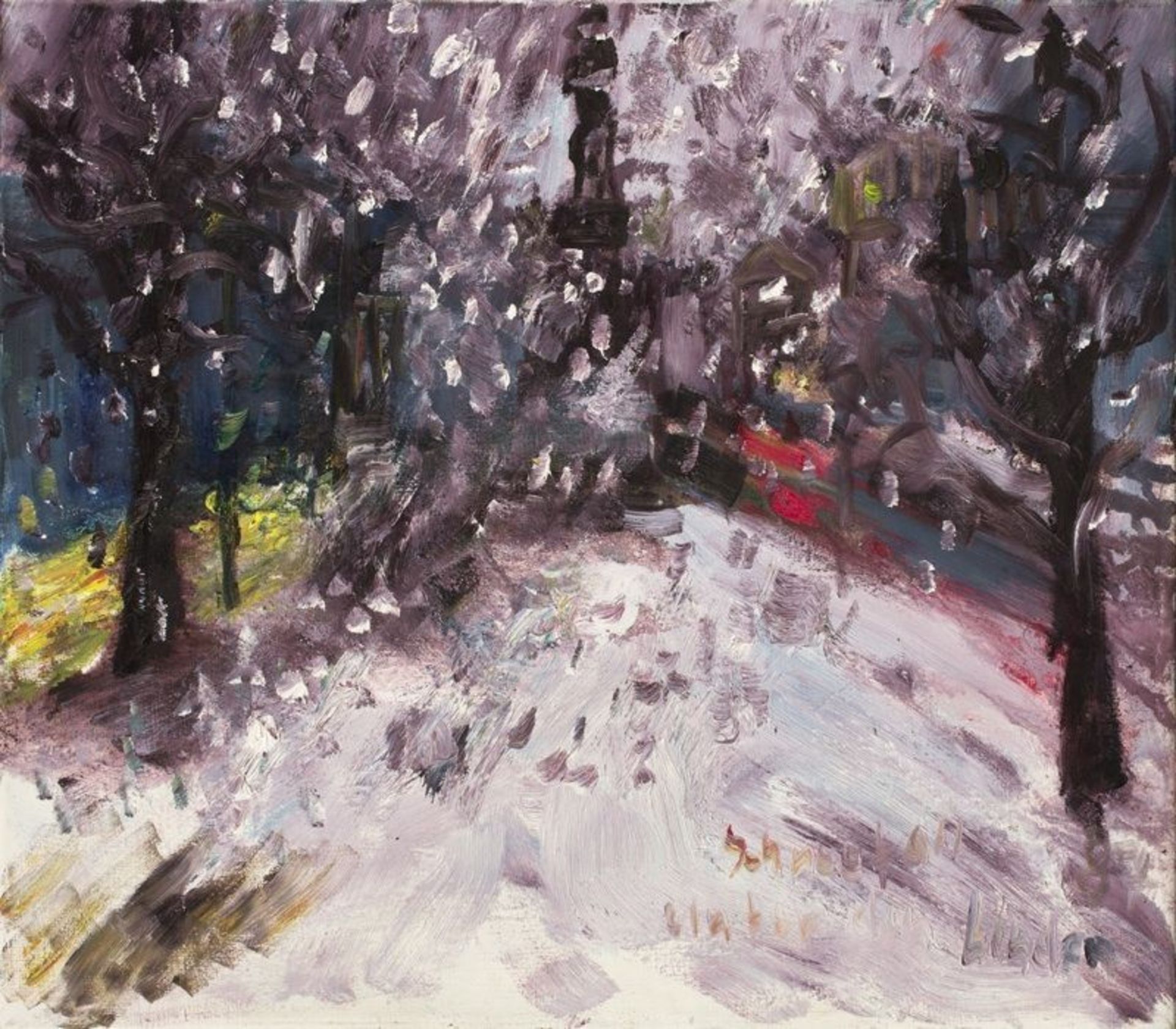 Rainer Fetting (Wilhelmshaven 1949 – lives in Berlin)  „SCHNEEFALL UNTER DEN LINDEN“. 1987  Oil on