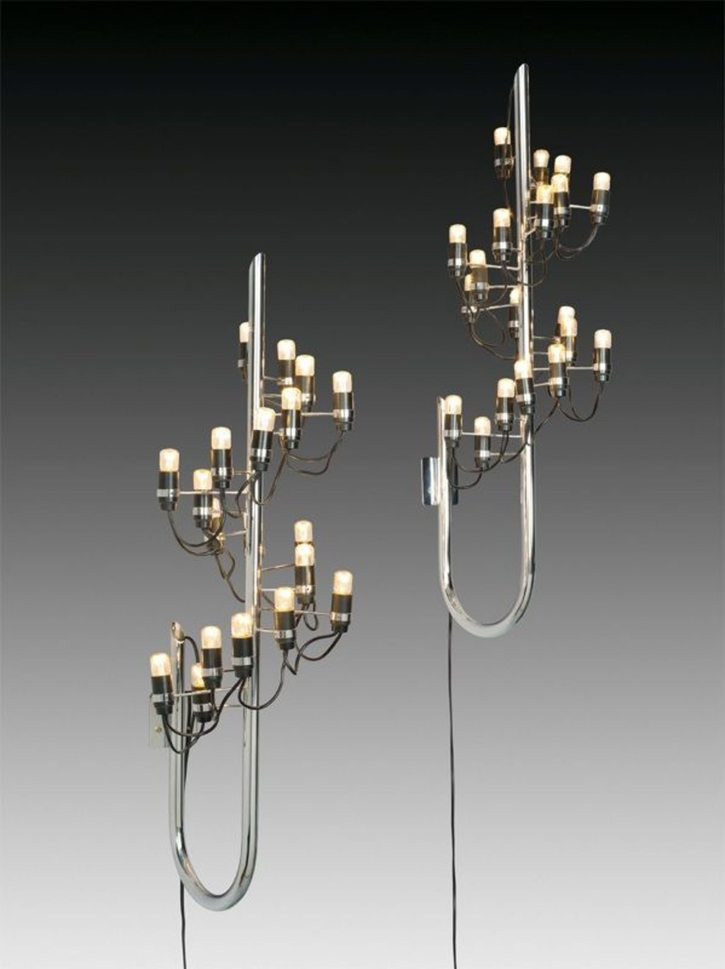 Gino Sarfatti (Venice 1912 – 1984 Gravedona)  TWO WALL APPLIQUES, EACH WITH 19 LIGHTS (MODEL 226).