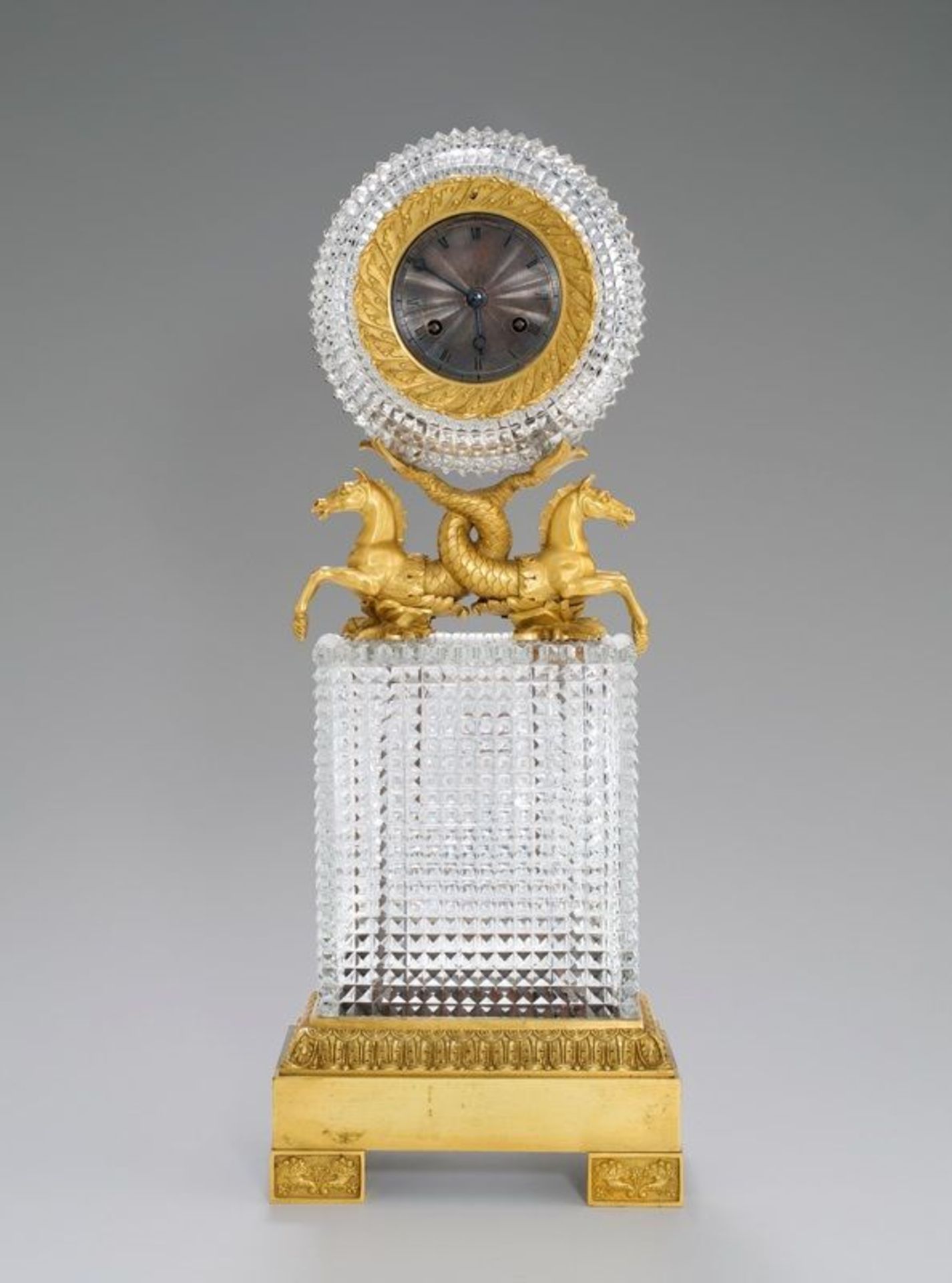 Paris ()  CLOCK WITH BACCARAT CRYSTAL (CLOCKWORK PRESUMABLY BY GASTON JOLLY). Circa 1820  Gilt