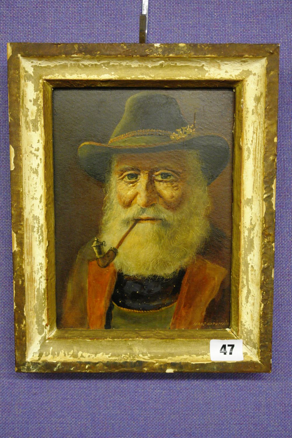 HANS KOTHMAIR O/BOARD - `JIROLER BERGBAUER` - FRAMED 16.5 X 23CM