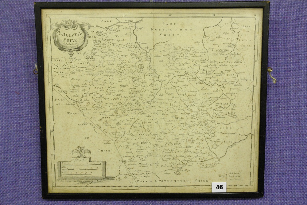 ANTIQUARIAN MAP OF LEICESTERSHIRE BY ROB MORDEN - SOLD BY ABEL SWALE. AWNSHAM & JOHN CHRUCHILL F/G