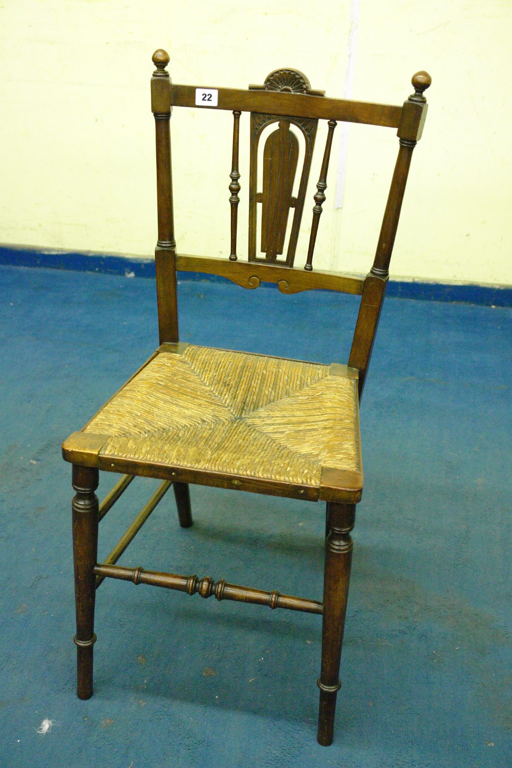 LATE VICTORIAN RUSH SEATED BEDROOM CHAIR