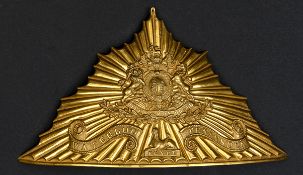 A rare Senior NCO?s gilt die struck lance cap plate, c 1840, of The 12th (Prince of Wales?s Royal)