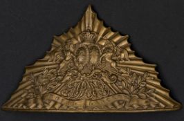 A trooper?s die struck brass lance cap plate, c 1840, of the 9th or (Queen?s Royal) Light