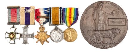 Five: Distinguished Service Order, George V (dated Oct.13 1915 and top mount reverse named A.R.
