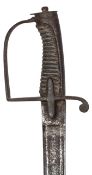 A 1788 pattern Light Cavalry officer?s sword, curved, shallow fullered blade 36?, with back fuller,
