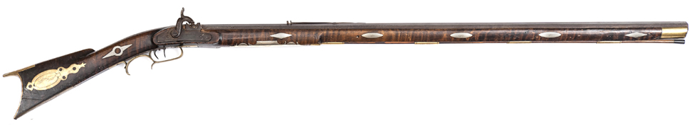 A good .40? American percussion plains rifle, 58? overall, heavy octagonal barrel 42? deeply