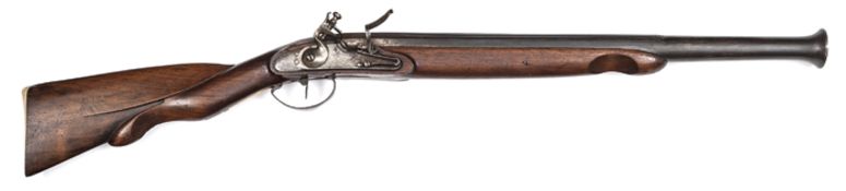 A Continental steel barrelled flintlock musketoon, 37¾? overall, 2 stage barrel 22¾? with 15½?