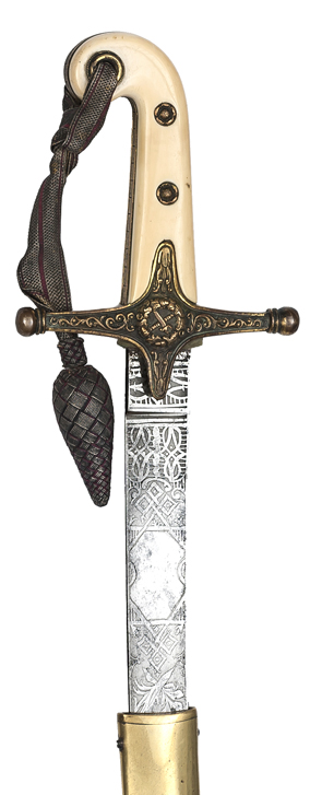 A Victorian General officer?s 1831 pattern sword, curved flat blade 31½?, clipped back at point, by