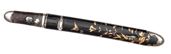A Japanese 19th century dagger Tanto, blade 8½?, silver mounts, sheath gilt floral and foliate