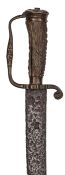 An interesting late 17th century hunting hanger, slightly curved blade 17?, with deeply impressed