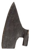 An executioner?s style iron axe head, possibly 18th century Scandinavian, with 15? cutting edge,