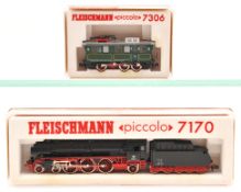2 N gauge Fleischmann Piccolo German outline locomotives. A DB 4-6-2 tender locomotive (7170) RN