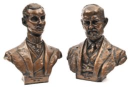 A Pair of head and shoulder busts of Henry Royce & Charles Rolls. Made by Marcus Replicas,
