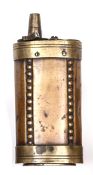A 2 way brass mounted copper pistol flask, with beaded flutes (R230), 4¼? overall, with screw in