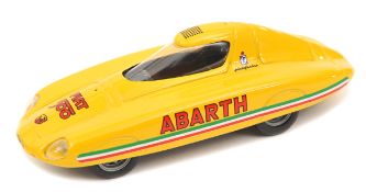A 1:43rd scale resin 1959 FIAT Abarth 500 Pininfarina. Streamlined body with central cockpit in